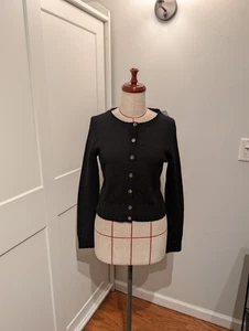 Vintage J. Crew Size S Wool Black Knit Cropped Cardigan Sweater Button Front  - Picture 1 of 5