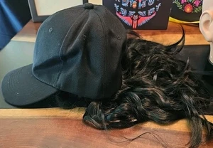 Baseball Cap Wig Black - Picture 1 of 3