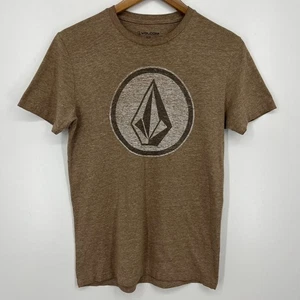 Volcom T-Shirt Men's Size S Brown Stone Logo Crew Neck Cotton Blend - Picture 1 of 9