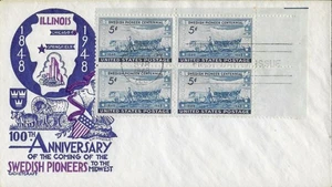 1948 FDC, #958, 5c Pionieri Svedesi, Cachet Artigianato/Staehle M-13, blocco di 4 - Foto 1 di 1