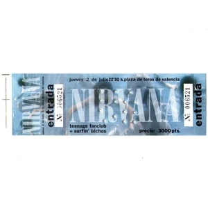 NIRVANA komplett unbenutzt Konzertkarte VALENCIA SPANIEN 7.2.92 KURT COBAIN NEVERMIND - Bild 1 von 2