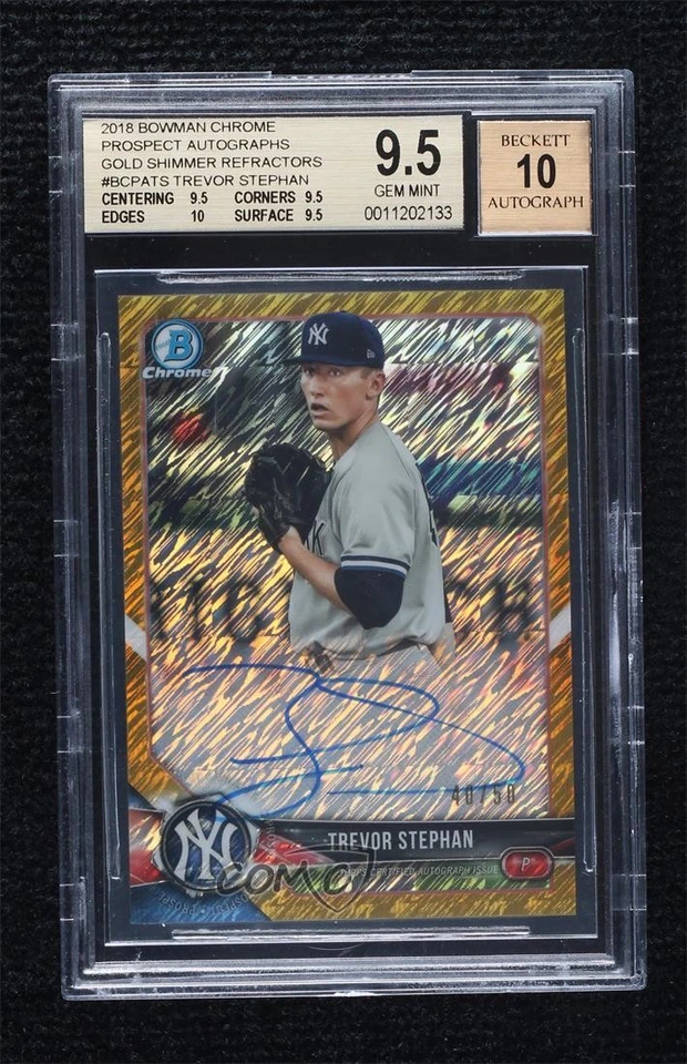 2018 Bowman Chrome HTA Gold Shimmer Refractor /50 Trevor Stephan BGS 9.5 Auto - Image 1 of 2