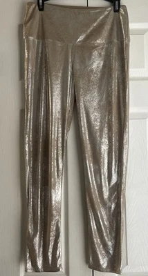 ATHENA MARIE LEGGINGS PANTS SZ S GOLD FLECK EC — 第 1/4 张图片
