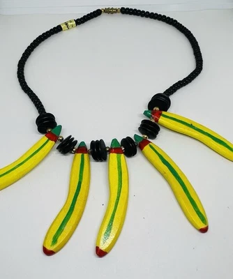 "Collar babero plátano madera hecho a mano arte popular filipino declaración divertido tribal 20""" Foto 1 de 4