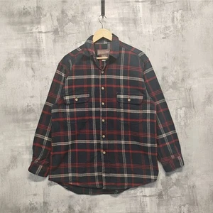 Moose Creek M Navy Red Plaid Flannel Shirt Outdoor Workwear Long Sleeve Cotton - Picture 1 of 7