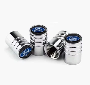 Genuine 4 Piece Ford Tyre Valve Dust Caps Silver Stem Universal Fit - Picture 1 of 1