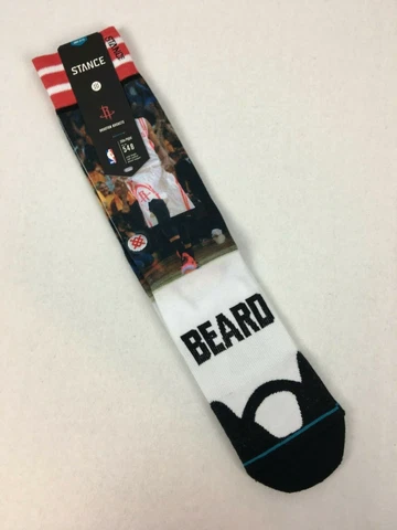 Houston Rockets James Harden Beard Stance Socks NBA Large 9 - 12 New Cover