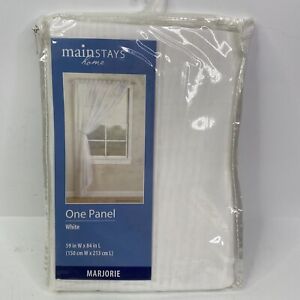 Mainstays Marjorie Sheer Voile Curtain Panel White 59x84 One Panel New In Pack