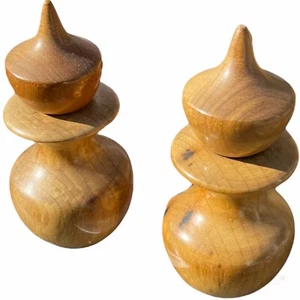 2 Vintage Beaudettes Coquille Myrtle Perfume Turned Wood Bottles 80% & 10% Full - Picture 1 of 6