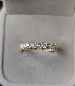 2.00 Ct D/VVS Lab Grown Round Diamond Micro Pave Full Eternity Ring In Yellow G. - Picture 1 of 9