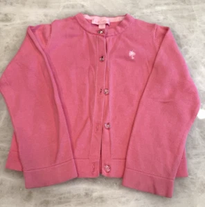 Lilly Pulitzer Rory Cardigan Girls Small 4-5 Pink Long Sleeve Cotton - Picture 1 of 3
