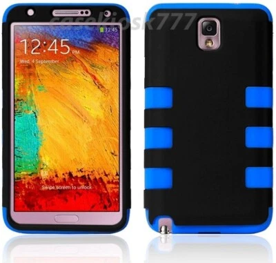 适用于三星 Galaxy Note III 3 黑色 蓝色 软硬外壳 2 层 + 重型/ — 第 1/3 张图片