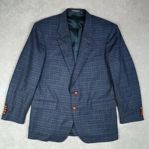 Stanley Blacker Men's 44L Jacket Sport Coat Blue Plaid Checkered Pure Wool 