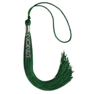 Borla verde graduación Endea con gota de fecha apilada plateada - Imagen 1 de 11