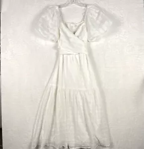Astr The Label Womens M Sonnet Midi Dress White Puff Sleeves Cottagecore Romcom - Picture 1 of 9