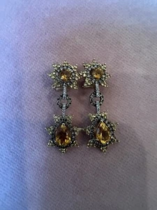 LeVian 14K Yellow Gold Diamond, Citrine and Yellow Sapphire Earrings - Picture 1 of 2