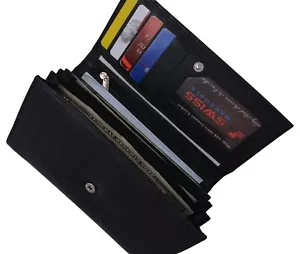RFID Blocking Leather Women's Long Clutch Wallet Accordion Checkbook Holder - Picture 1 of 21