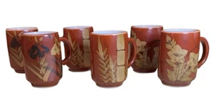 Mugs 1960s Vintage Earth Tones Stoneware Coffee Cups Set of 6 Mid Century Japan - Picture 1 of 8