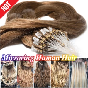 200 Strähnen Microring Loop Remy Echthaar Extensions Haarverlängerung 40CM-60CM - Bild 1 von 28