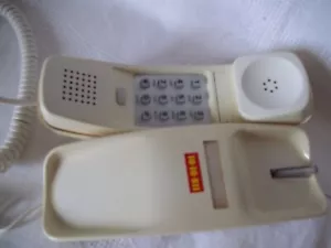 Pulsante telefono elettrico Western Trimline vintage MCM bianco/bianco sporco funziona - Foto 1 di 9