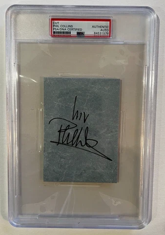 PHIL COLLINS SIGNED AUTOGRAPHED 3X5 INDEX CARD CUT PSA/DNA SLABBED COA GENESIS Cover