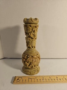 Vintage Old Hand Carved Granite Marble Vase Pot .. 8 1/2 inches - Picture 1 of 24