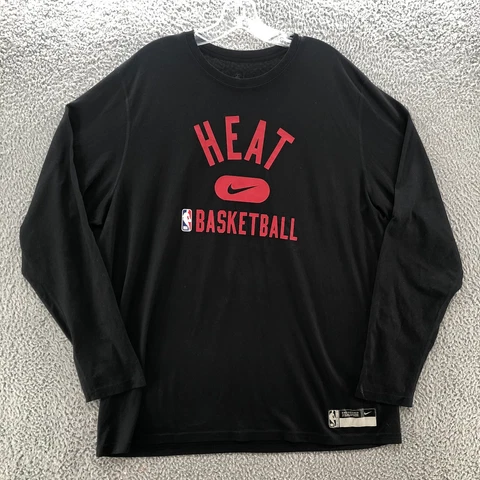 Miami Heat Shirt Mens Extra Large Black Nine NBA Basketball Long Sleeve Cover