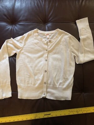 Cat & Jack Cardigan Lg 10/12 White Cream Cardigan Rhinestone Buttons EUC - Image 1 of 4