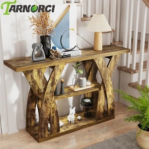 54.33" 3-Layer Console Table Narrow Entryway Hallway Table with X shape Base US - Picture 1 of 12