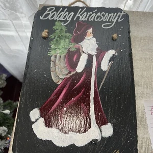 Hungarian Christmas Slate Hand Painted 8x12 New - Picture 1 of 5