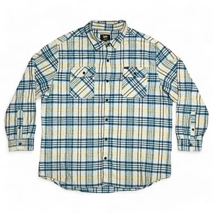 Lee Plaid Flannel Cotton Western LS Button Down Shirt Blue Yellow Men Size 2XL - Picture 1 of 5