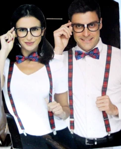 Instant Nerd Costume Kit 3 Piece: Novelty Glasses, Bow Tie, Pair of Suspenders - Picture 1 of 3