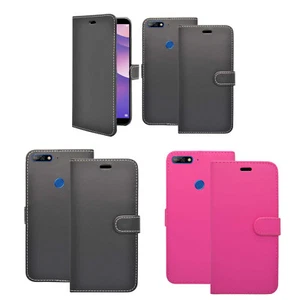 For Huawei Y7 2018 Case Wallet Flip PU Leather Stand Card Slot Phone Cover - Picture 1 of 9
