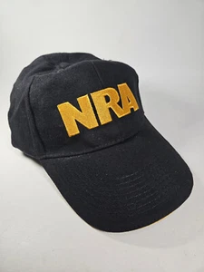 NRA Embroidered Hat Cap Adjustable Black Gold with USA Flag New - Picture 1 of 5