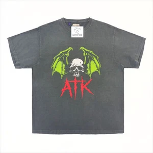 GOTOFREE 25SS ATK NEW VINTAGE T SHIRT SKULL GRAFFITI SHORT SLEEVE BLACK TOP TEE - Picture 1 of 8