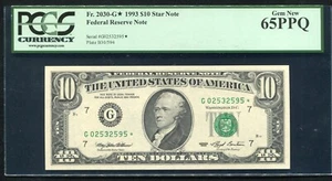 FR. 2030-G* 1993 $10 *STAR* FEDERAL RESERVE NOTE CHICAGO, IL PCGS GEM UNC-65PPQ - Picture 1 of 2