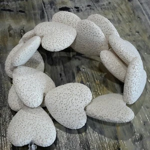 Natural Lava Heart, White, 15pcs, 26-30 x 26-30mm, Free Postage Oz Seller - Picture 1 of 3