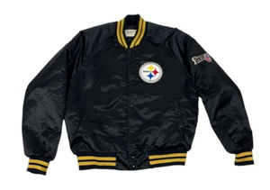 Vintage Chalk Line Pittsburg Steelers Satin Bomber Jacket Quilted Size Large - Picture 1 of 7