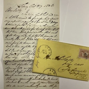 1866 Defiance OH Handwritten Letter Sidney OH Cover w/ Scott #65 Stamp - Picture 1 of 6