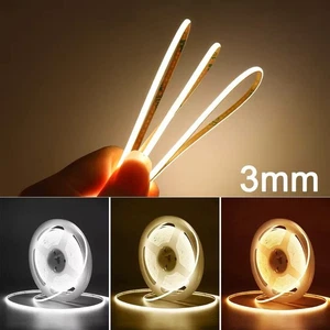 Super Thin 3mm COB LED Strip Light DC12V Lights Strip Ribbon Lamp Tape 480leds/m - Picture 1 of 13