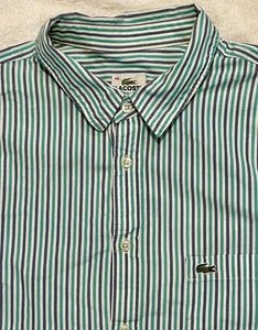 Lacoste Regular Fit Herren 46 XXL Langarm Button Down weiß blau grün gestreift - Bild 1 von 12
