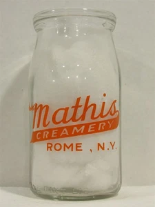 TRPP Cottage Cheese Milk Bottle Mathis Creamery Dairy Rome NY Sour Cream 1948 - Picture 1 of 2
