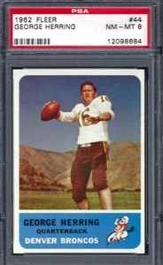 1962 Fleer FB #44 PSA 8 George Herring Broncos 44 - Picture 1 of 2