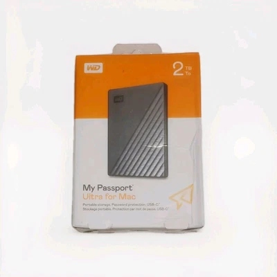 WD 2Tb My Passport Ultra USB-C 3.2 Gen 1 External Hard Drive for Mac, Silver - Image 1 of 2
