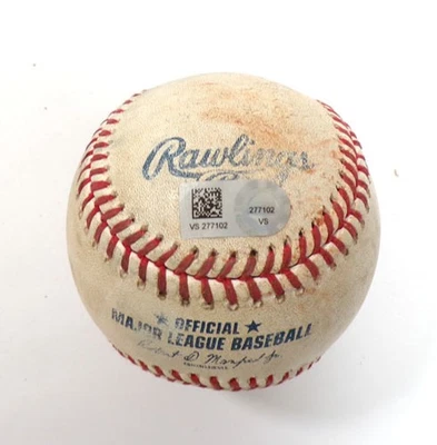 2021 Brewers @ Pirates Game Used Baseball Ke'Bryan Hayes/Jake Cousins COA - Image 1 of 3
