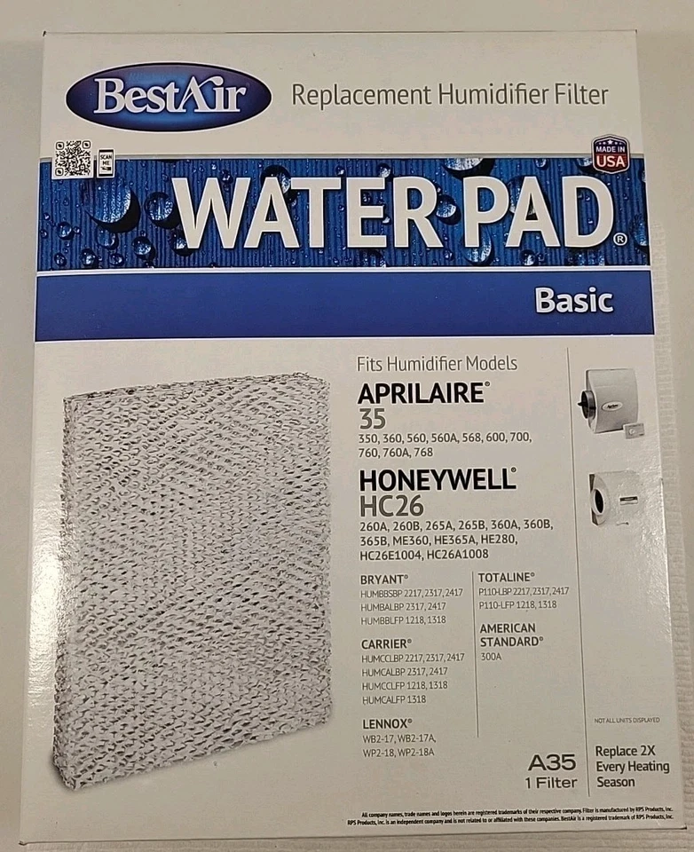 BEST AIR Water Pad A35 Basic humidifier filter W/Clora-clear Plus C Aprilaire 35 - Image 1 of 4