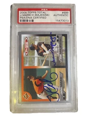 2005 Topps Total #699 John Maine V.Majewski 金莺队签名 PSA/正品 — 第 1/2 张图片