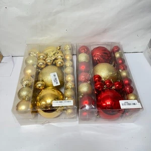 2 Juegos de Adornos de Bola de Navidad para Decoraciones de Navidad, Rojo de Navidad, Dorado - Imagen 1 de 8