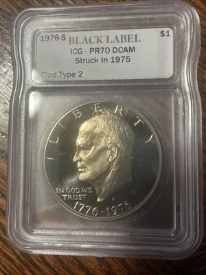 1976-S Clad Type 2 Eisenhower Proof - IGC PR70 DCAM Black Label (lot 021) - Image 1 of 4