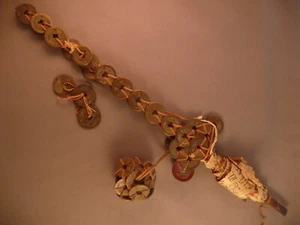 VINTAGE ANTIQUE CHINESE COIN SWORD. GOOD LUCK TALISMAN - Picture 1 of 8